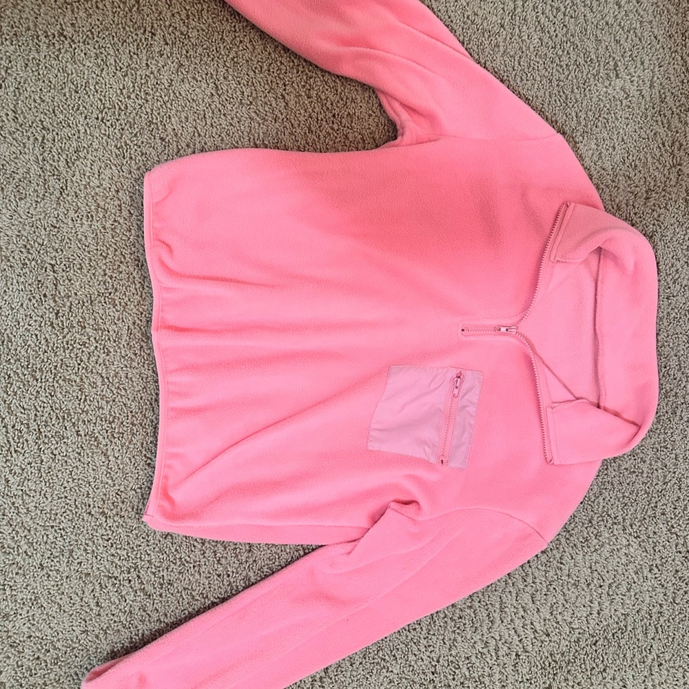Pink Quarter-Zip Fleece Pullover
